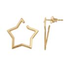 14k Gold Star Hoop Earrings, Women's, Yellow