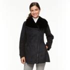 Women's Weathercast Asymmetrical Faux-shearling Jacket, Size: Large, Black