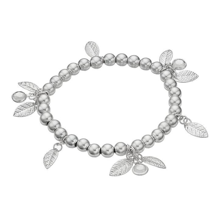 Lc Lauren Conrad Leaf Charm Station Beaded Stretch Bracelet, Women's, White