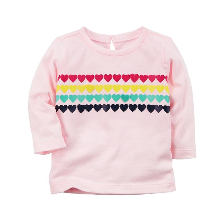 Baby Girl Carter's Rainbow Heart Tunic, Size: Newborn, Pink