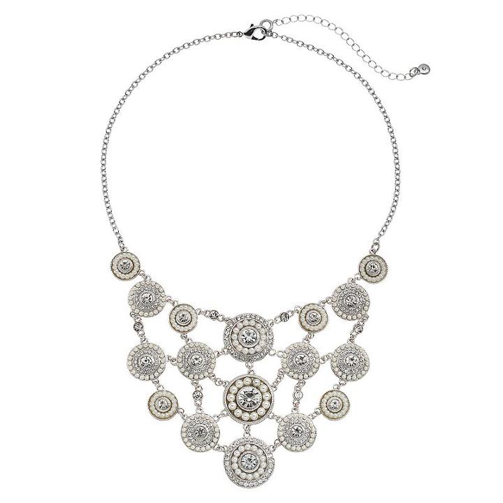 Croft & Barrow&reg; Circle Statement Necklace, Women's, White