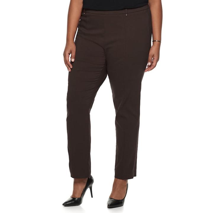 Plus Size Napa Valley Slimming Solution Straight-leg Dress Pants, Women's, Size: 20 W, Brown