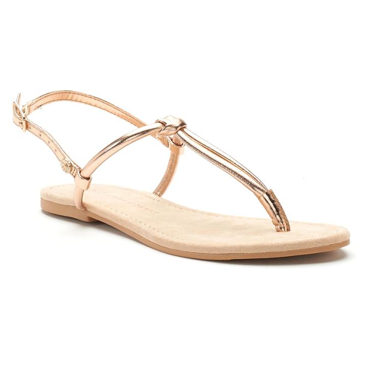 Women's Lc Lauren Conrad Basic Knotted T-strap Sandals, Size: Medium, Gold