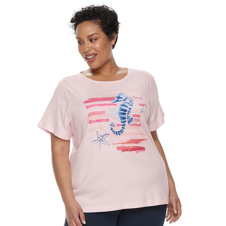 Plus Size Croft & Barrow&reg; Crewneck Graphic Tee, Women's, Size: 3xl, Brt Pink