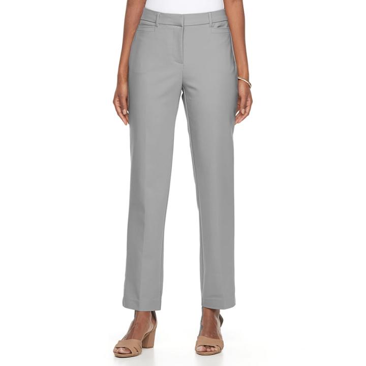 Women's Dana Buchman Slim Straight-leg Pants, Size: 6, Med Grey