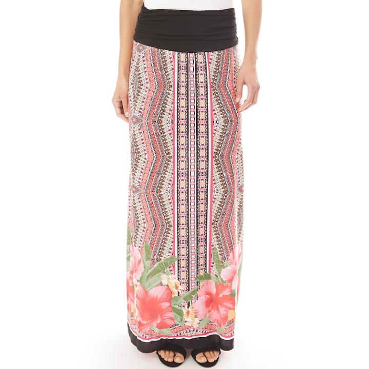 Women's Apt. 9&reg; Print Column Maxi Skirt, Size: Small, Floral Placement