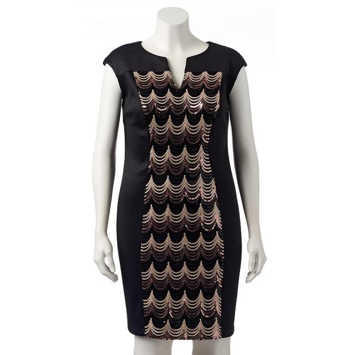 Plus Size Connected Apparel Sequin Sheath Dress, Women's, Size: 24 W, Red/coppr (rust/coppr)
