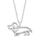 Dancing Love Sterling Silver 1/10 Carat T.w. Diamond Dog Pendant, Women's, Size: 18, White