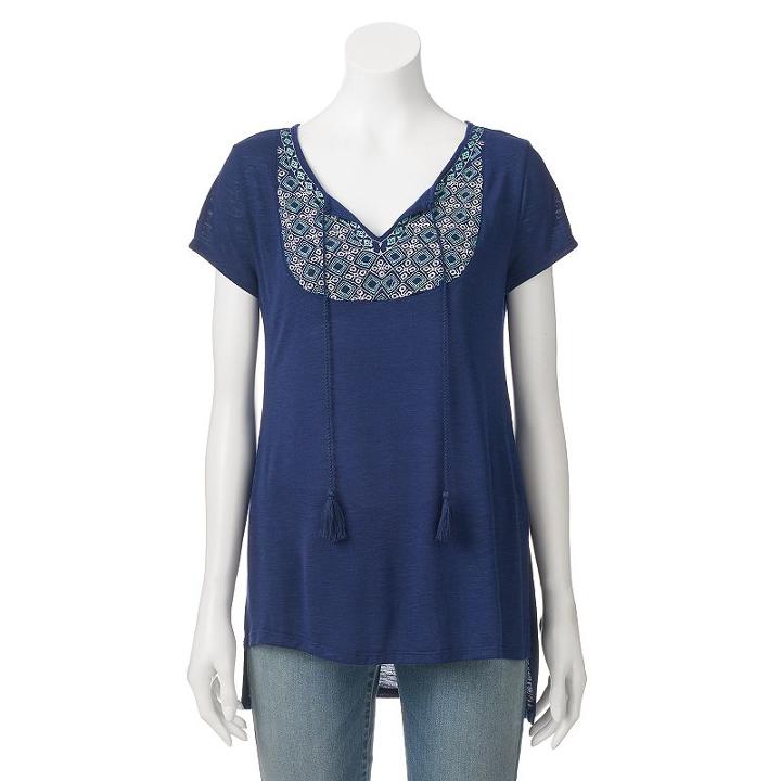 Women's French Laundry Embroidered Tee, Size: Large, Blue Other