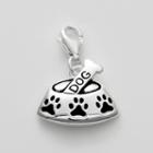 Personal Charm Sterling Silver Dog Bone And Bowl Charm, Women's, Grey