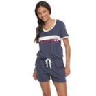 Juniors' So&reg; Pajamas: Naptime Squad Short Sleeve Romper, Girl's, Size: Xs, Blue
