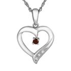 Sterling Silver Mozambique Garnet Heart Pendant, Women's, Size: 18, Red