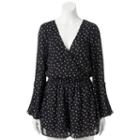 Juniors' Love, Fire Star Surplice Romper, Girl's, Size: Medium, Black
