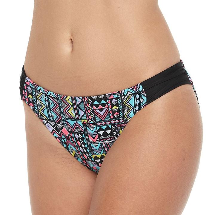 Juniors' Malibu Geometric Hipster Bikini Bottoms, Size: Large, Ovrfl Oth