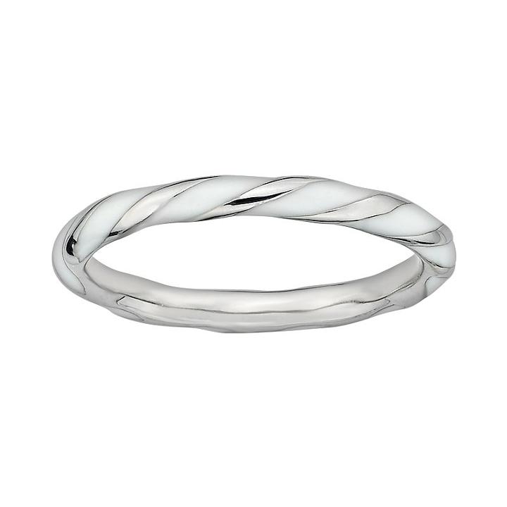 Stacks And Stones Sterling Silver White Enamel Twist Stack Ring, Women's, Size: 6, Grey