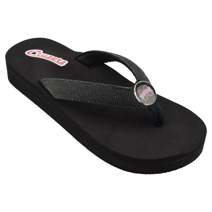 Women's Mississippi State Bulldogs Venice Beach Flip-flops, Size: 6, Black