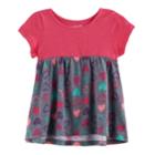 Baby Girl Jumping Beans&reg; Print Short-sleeve Babydoll Tunic, Size: 12 Months, Med Grey