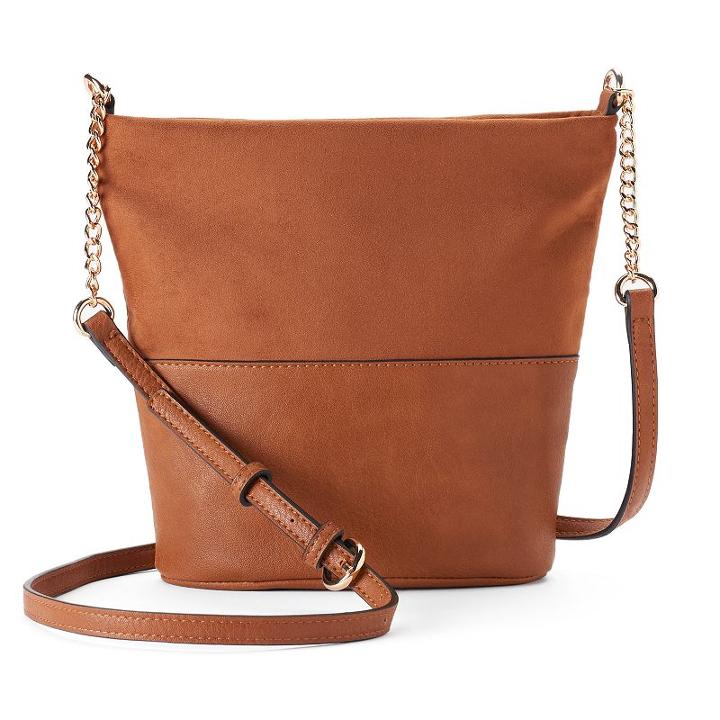 Lc Lauren Conrad Daisy Soft Bucket Crossbody Bag, Women's, Dark Brown
