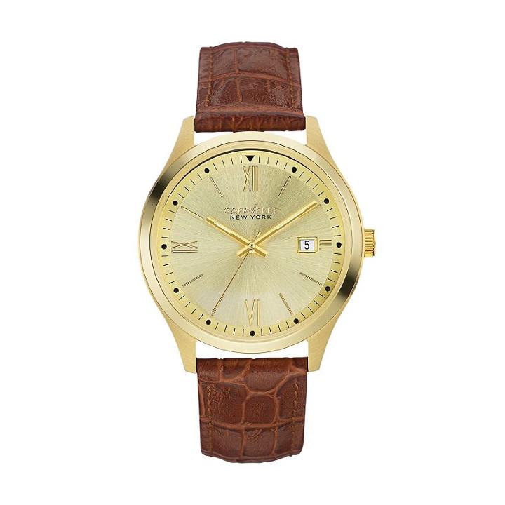 Caravelle New York By Bulova Men's Leather Watch - 44b109, Brown