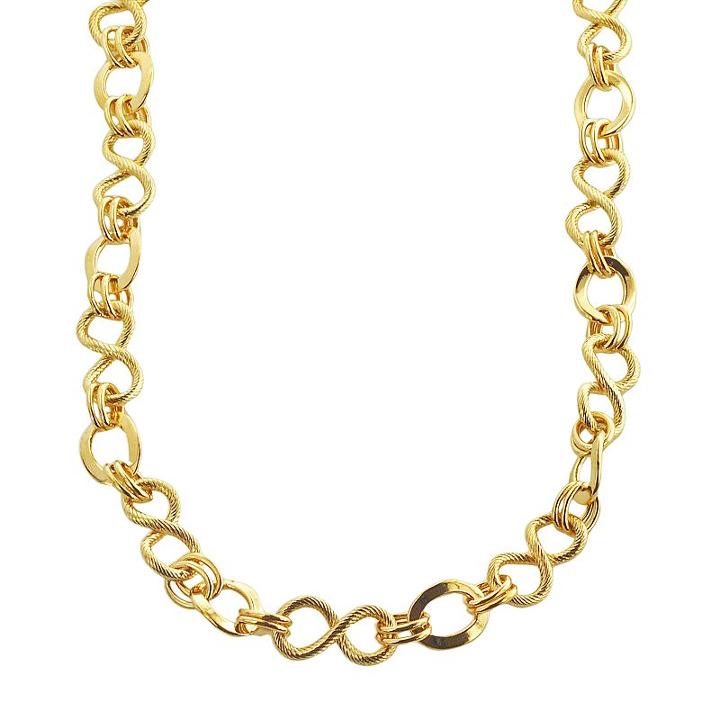 Elegante 18k Gold Over Brass Textured Link Necklace - 18-in, Women's, Size: 18, Yellow