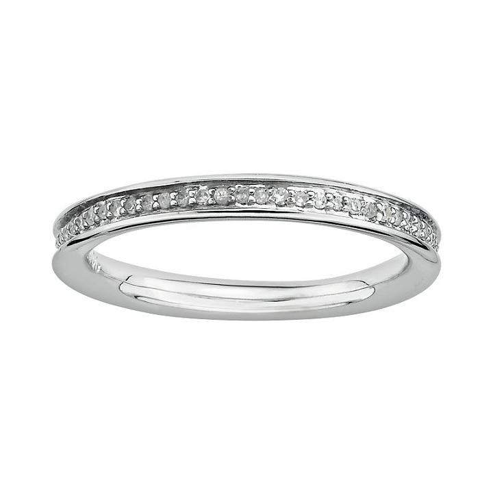 Stacks And Stones Sterling Silver 1/5-ct. T.w. Diamond Stack Ring, Women's, Size: 7, Grey