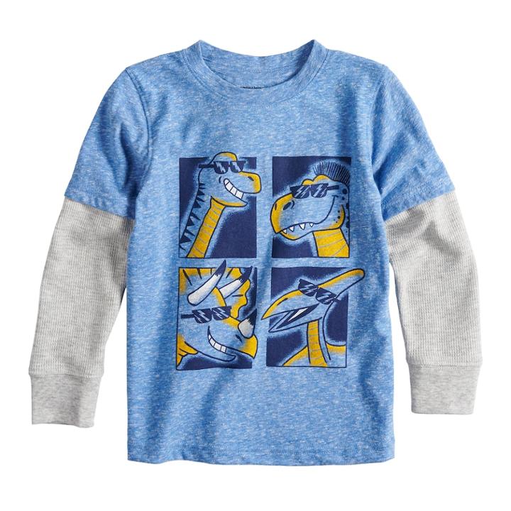 Toddler Boy Jumping Beans&reg; Mock Layer Thermal Graphic Tee, Size: 5t, Med Blue