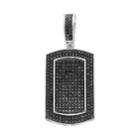 Men's 10k White Gold 1 Carat T.w. Black Diamond Dog Tag Pendant