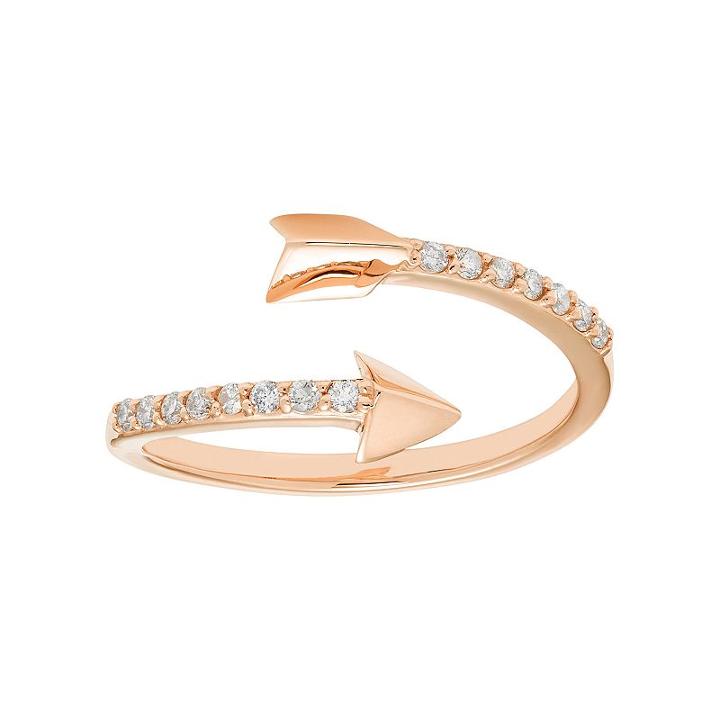 10k Gold 1/6 Carat T.w. Diamond Arrow Ring, Women's, Size: 4, White