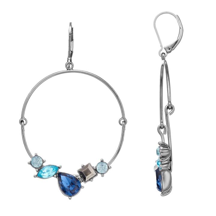 Simply Vera Vera Wang Blue Simulated Crystal Hoop Drop Earrings, Women's