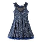 Girls 7-16 Knitworks Rhinestone Collar Belted Lace Dress, Girl's, Size: 10, Blue (navy)