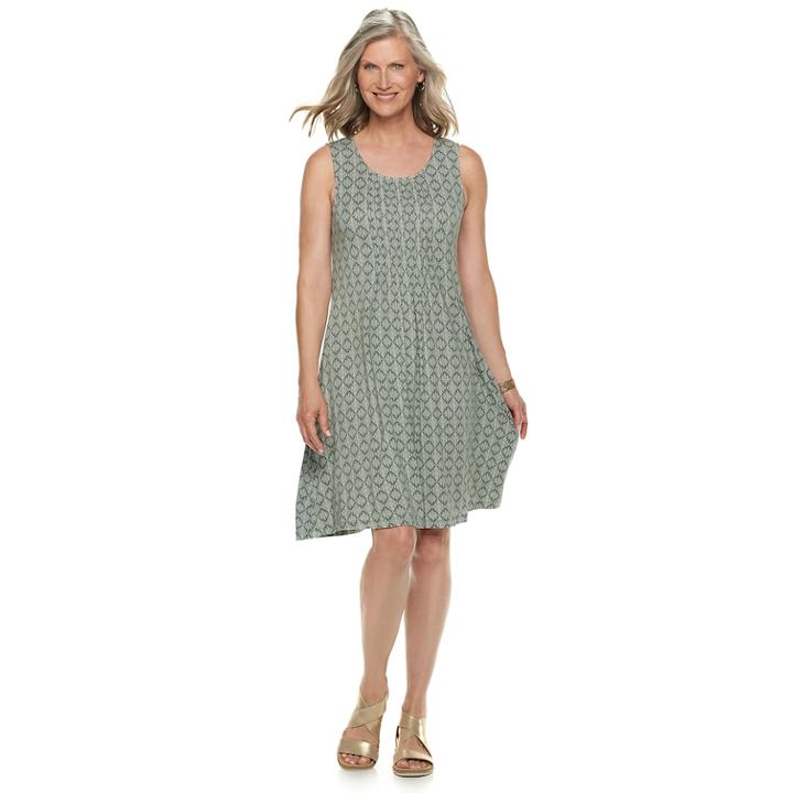 Women's Croft & Barrow® Pintuck Tank Dress, Size: Large, Dark Green