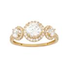Cubic Zirconia 3-stone Halo Engagement Ring In 10k Gold, Women's, Size: 10, White