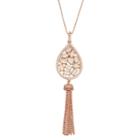 14k Rose Gold Over Silver Lab-created Opal & White Sapphire Tassel Pendant, Women's, Size: 24