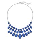 Blue Circle & Oval Cabochon Bib Necklace, Women's
