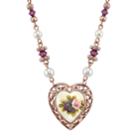 1928 Floral Filigree Heart Necklace, Women's, Multicolor
