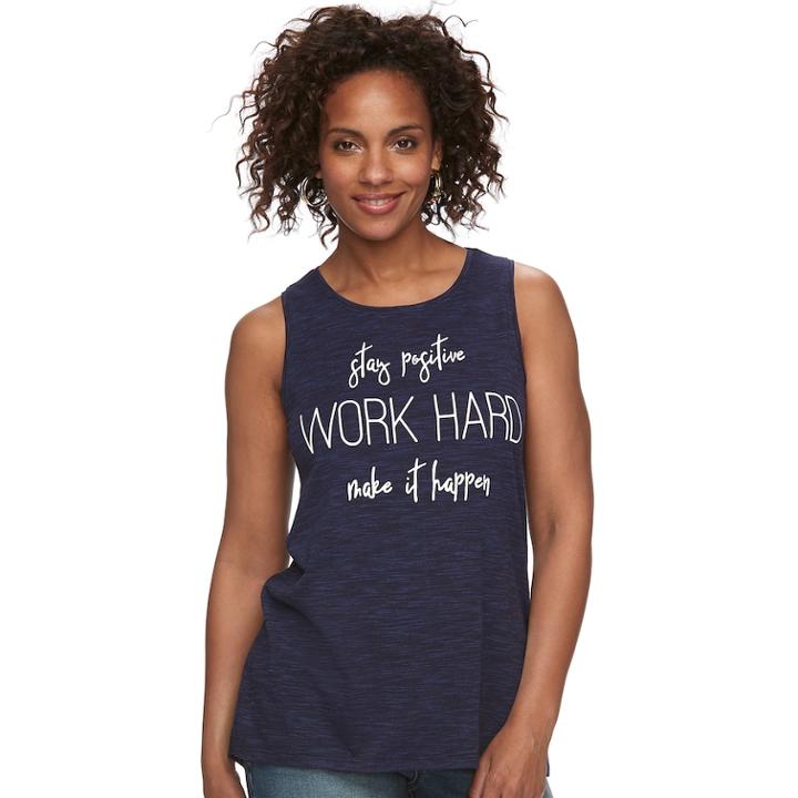 Women's Apt. 9&reg; Graphic Tank, Size: Xxl, Dark Blue