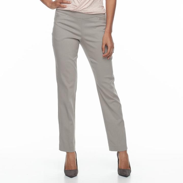 Petite Apt. 9&reg; Pull-on Straight-leg Dress Pants, Women's, Size: 16p-short, Light Grey