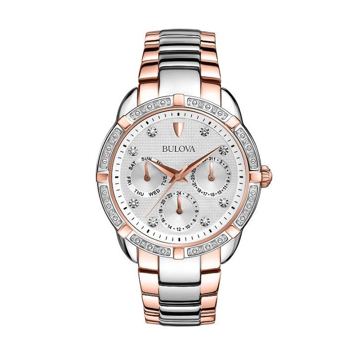 Bulova Women's Maribor Diamond Two Tone Stainless Steel Watch - 98r177, Multicolor