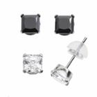 Renaissance Collection 10k White Gold 2 1/4-ct. T.w. Stud Earring Set - Made With Swarovski Zirconia, Women's, Black