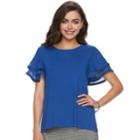 Women's Elle&trade; Mixed-media Layered Sleeve Top, Size: Xl, Dark Blue