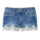 Girls 7-16 & Plus Size Mudd&reg; Crochet Lace Hem Jean Shorts, Girl's, Size: 8, Blue