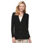 Women's Croft & Barrow&reg; V-neck Button-down Cardigan, Size: Xl, Black