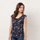 Women's Lc Lauren Conrad Pleated Top, Size: Large, Blue