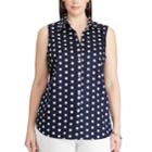 Plus Size Chaps Polka-dot Shirt, Women's, Size: 1xl, Blue (navy)