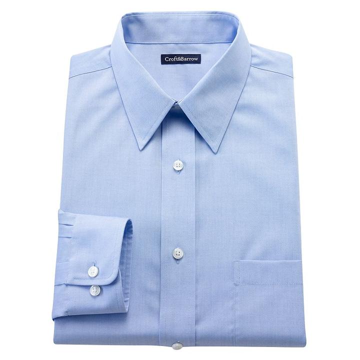 Men's Croft & Barrow&reg; Classic-fit Easy-care Point-collar Dress Shirt, Size: 18 36/37, Blue