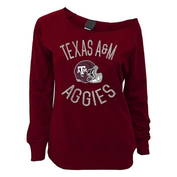 Juniors' Texas A & M Aggies Flashdance Slouch Crewneck, Teens, Size: Small, Dark Red