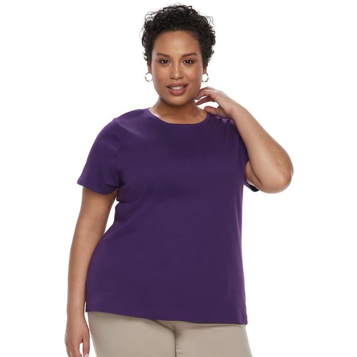 Plus Size Croft & Barrow&reg; Essential Crewneck Tee, Women's, Size: 0x, Drk Purple