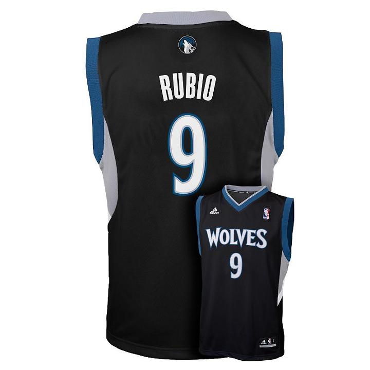 Boys 8-20 Adidas Minnesota Timberwolves Ricky Rubio Black Nba Jersey, Boy's, Size: L(14/16)