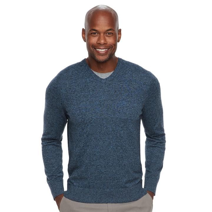 Men's Croft & Barrow&reg; Classic-fit 12gg V-neck Sweater, Size: Large, Dark Blue