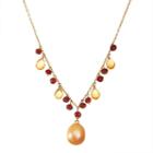 14k Gold Garnet, Citrine & Dyed Freshwater Cultured Pearl Y Necklace, Women's, Size: 17, Multicolor
